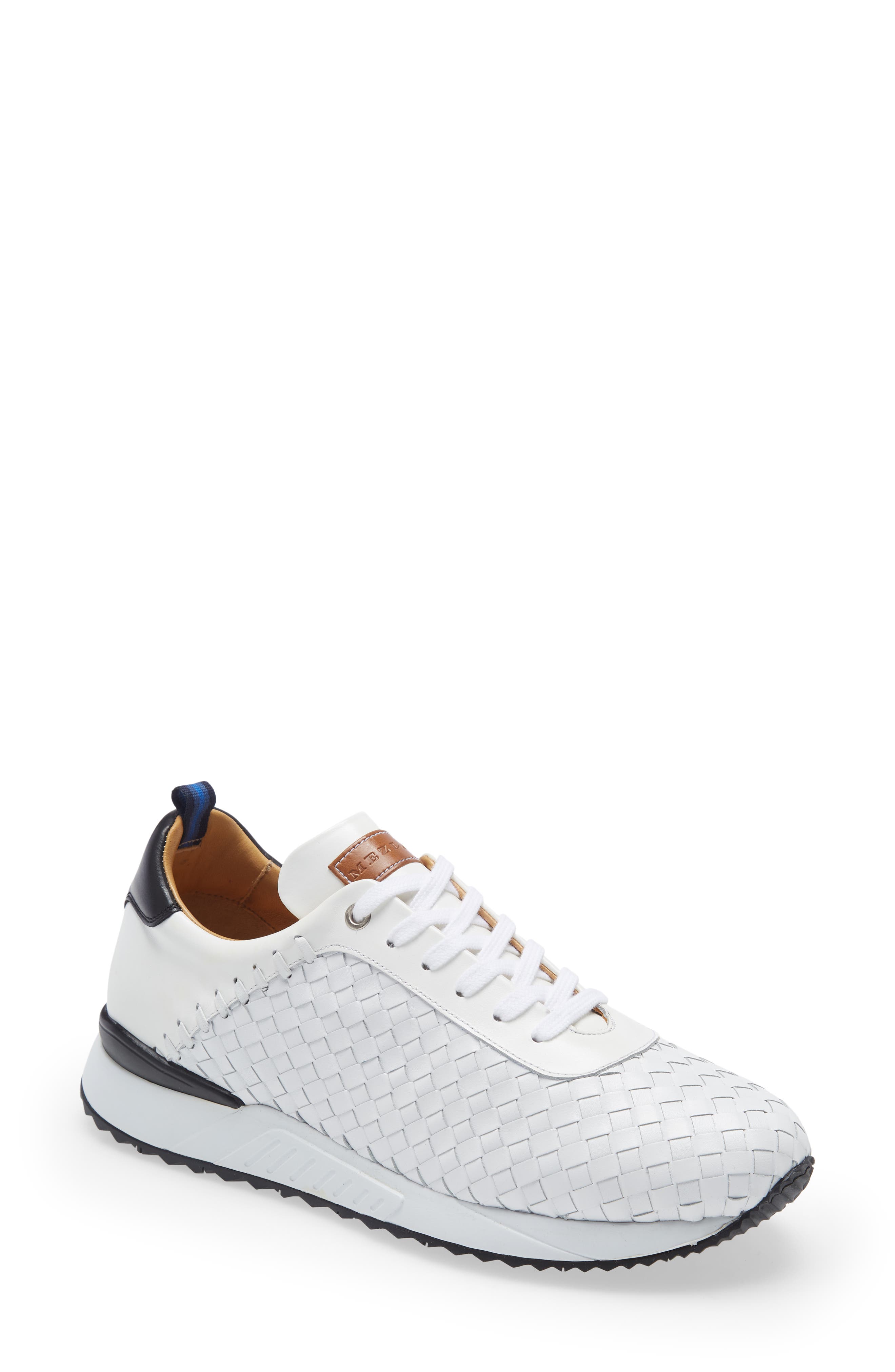 Mezlan Woven Leather Sneaker in Whiteblack