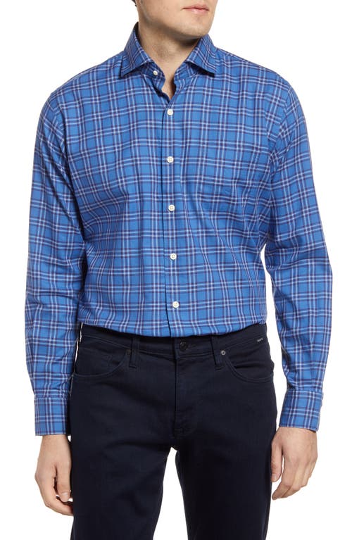Peter Millar Ward Plaid Cotton Button-Up Shirt in Nordic Blue