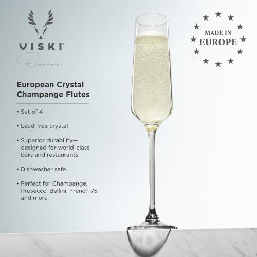 Viski Reserve Inez Crystal Champagne Flutes Set Of 4 In Clear