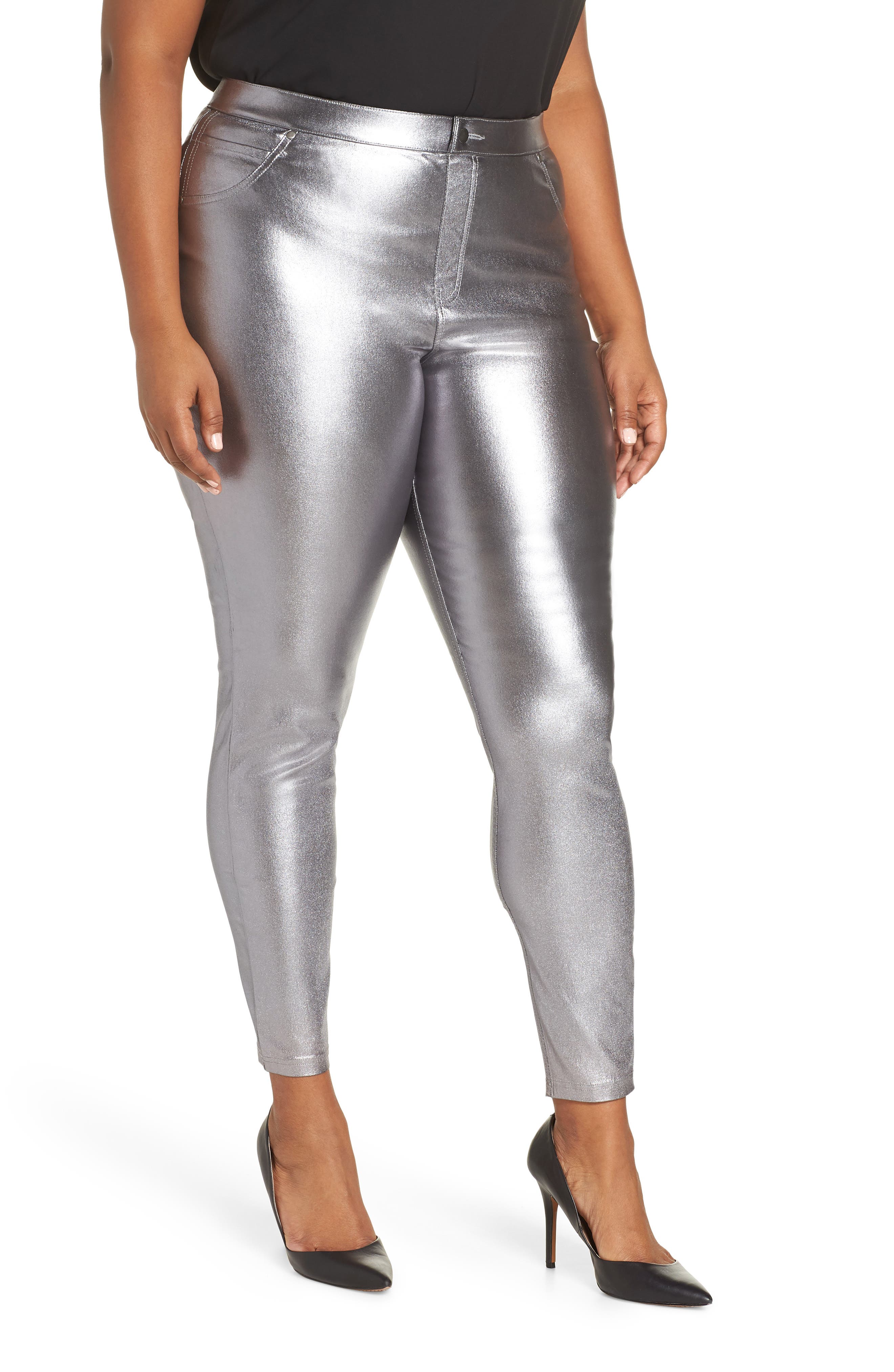 plus size metallic pants