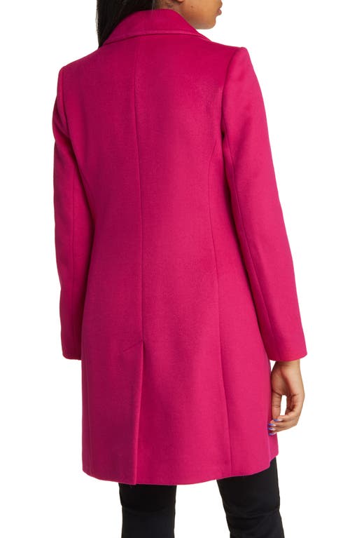 Shop Sam Edelman Reefer Single Breasted Wool Blend Twill Jacket In Magenta