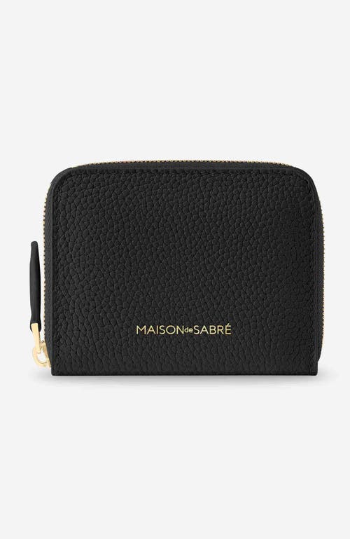 MAISON de SABRÉ Small Leather Zipped Wallet in Black Caviar at Nordstrom