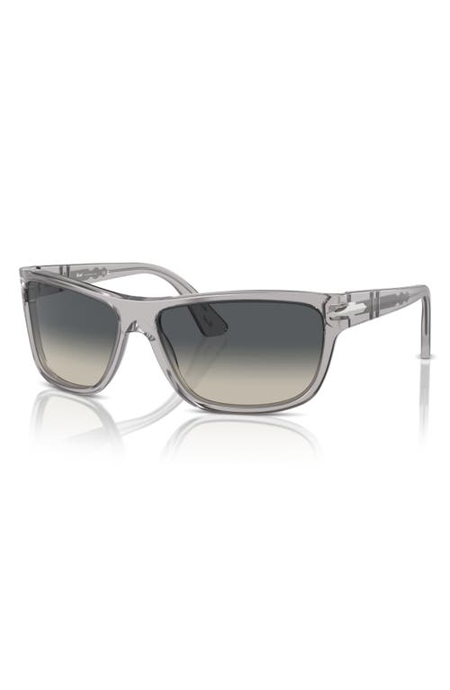 Persol 63mm Oversize Gradient Rectangular Sunglasses In Transparent Grey