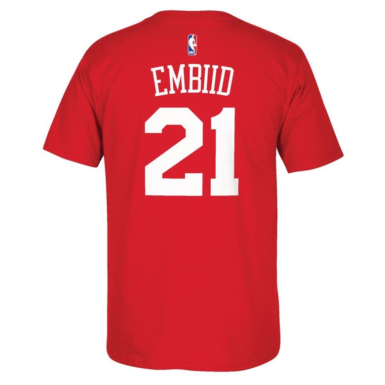 Adidas Originals Adidas Joel Embiid Red Philadelphia 76ers Net Number T-shirt
