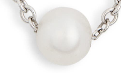 Suzy Levian Sterling Silver 7–7.5mm Cultured Freshwater Pearl & Lab Grown White Sapphire Station Cha In White
