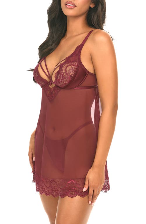 OH LA LA CHERI OH LA LA CHERI WYNTER UNDERWIRE SHEER MESH BABYDOLL CHEMISE & G-STRING SET 