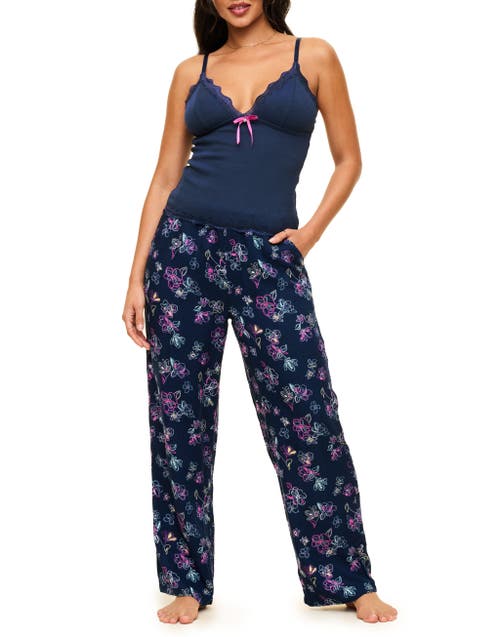 Adore Me Bryony Women's Pajama Cami & Pants Set In Ditsy Blue
