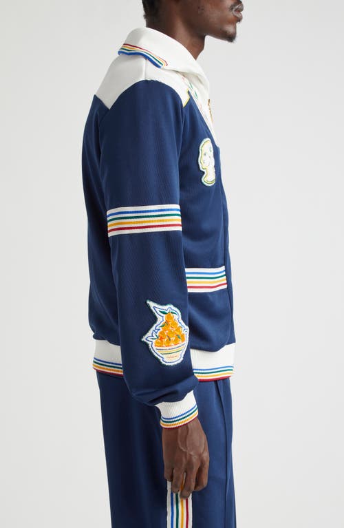 Shop Casablanca Varsity Track Jacket In Navy