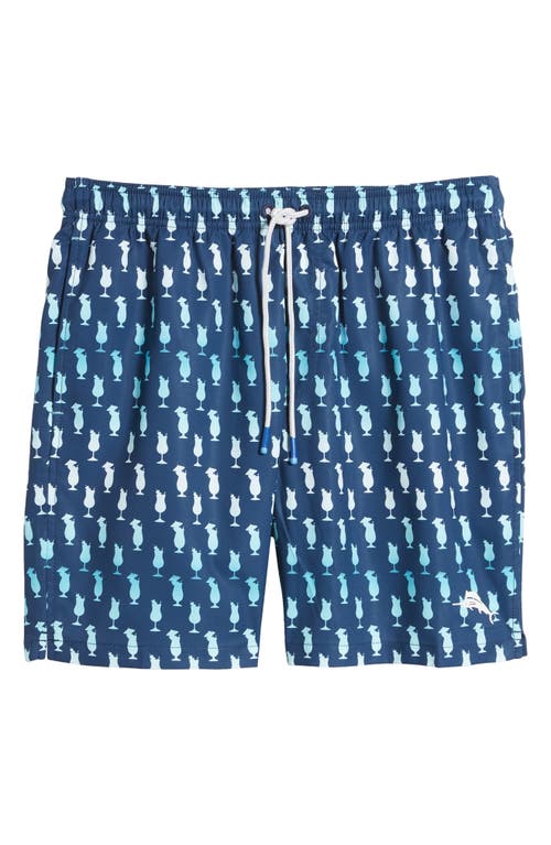 Shop Tommy Bahama Naples Print Swim Trunks In Bering Blue