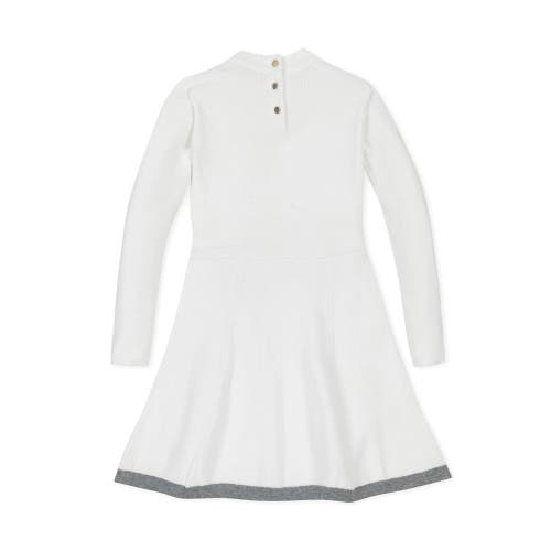 Hope & Henry Girls' Organic Mock Neck Bow Detail Sweater Dress, Toddler In Soft White Bow Neck
