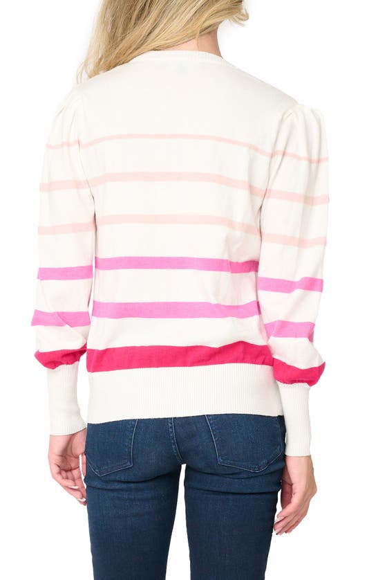 Shop Gibsonlook Cupid Blouson Sleeve Sweater In Gradient Pink Stripe