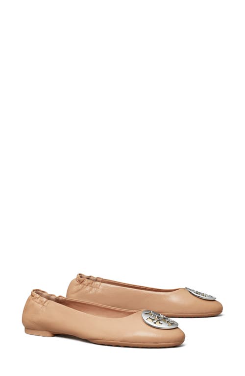 Tory Burch Claire Ballet Flat In Light Sand/gold/silver