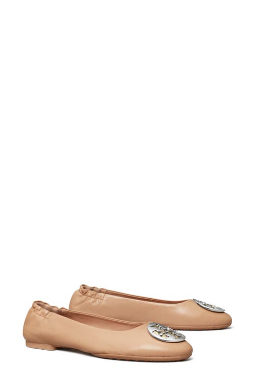 Shop Tory Burch Claire Ballet Flat In Light Sand/gold/silver