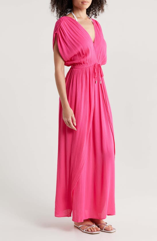 Shop Elan Wrap Maxi Cover-up Dress In Hot Pink