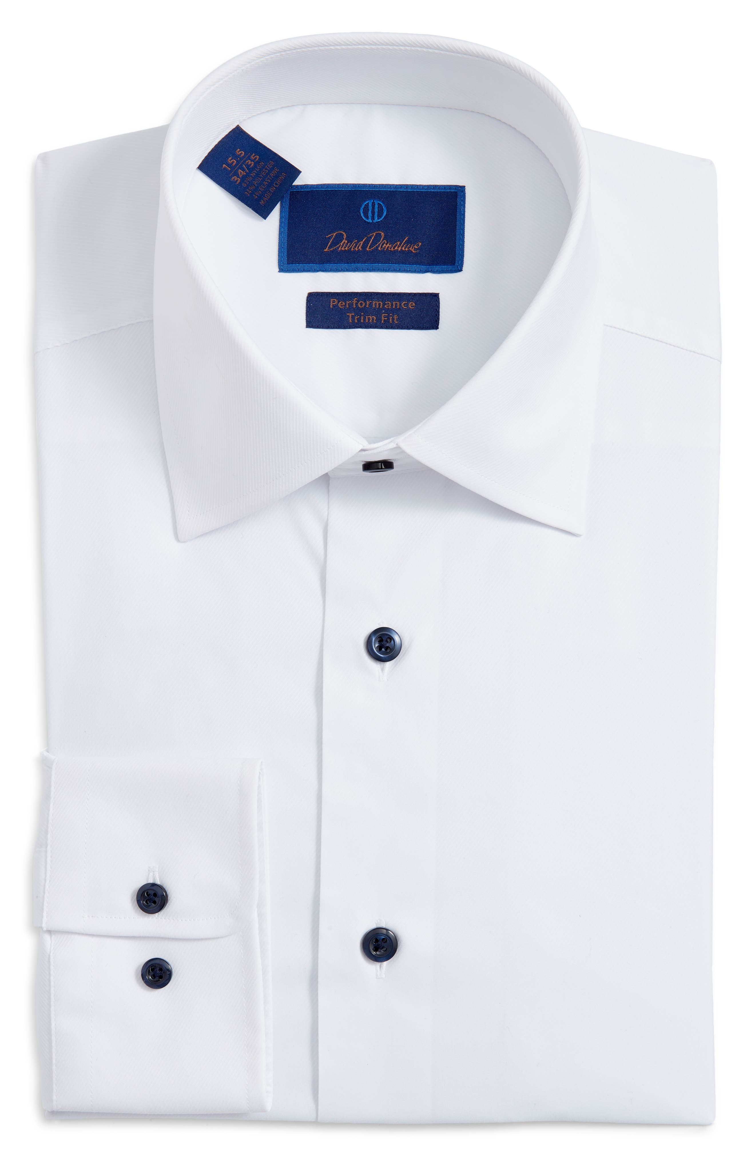 David Donahue Trim Fit Solid White 