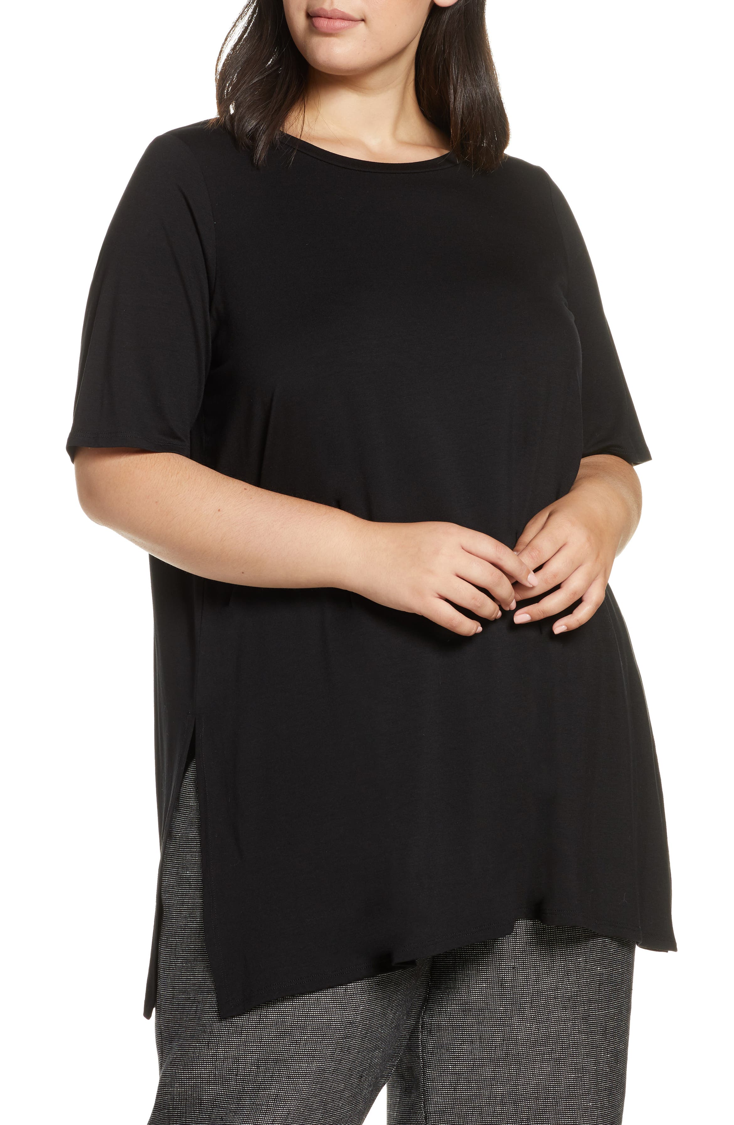 Eileen Fisher Round Neck Tunic (Plus Size) | Nordstrom