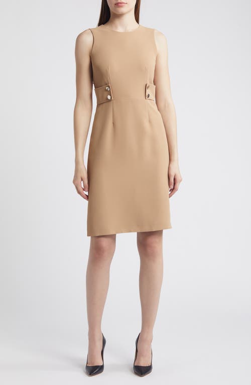 Anne Klein Button Tab Sheath Dress In Brown