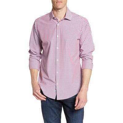 Mizzen+Main Bishop Trim Fit Check Performance Shirt, White