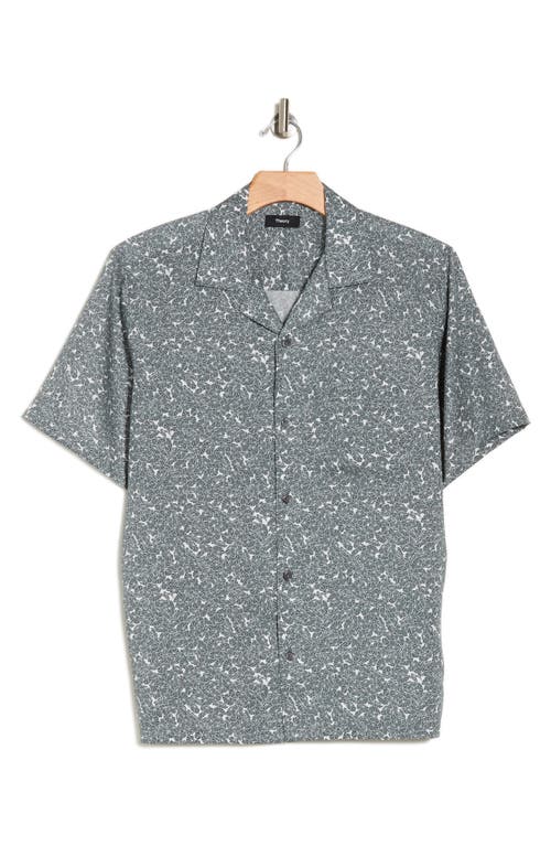 Shop Theory Noll Floral Short Sleeve Button-up Camp Shirt In Ivory/balsam Green