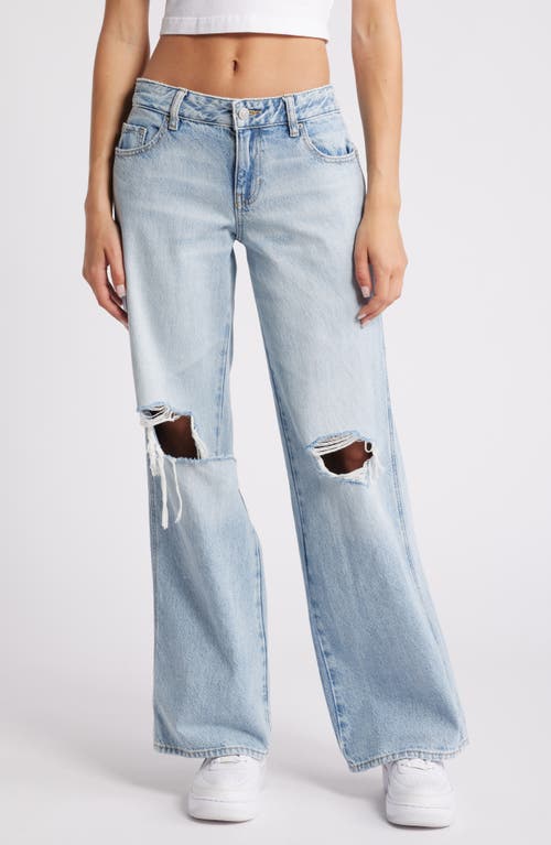 Shop Pacsun Ripped Baggy Wide Leg Jeans In Shiloh Light Blue Wash