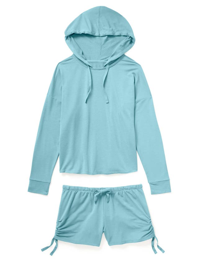 Shop Adore Me Abbey Hoodie & Short Loungewear Set In Light Blue