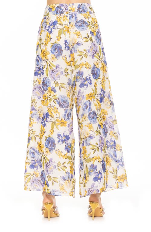 Shop Alexia Admor Imogen Floral Chiffon Wide Leg Pants In Garden Rose