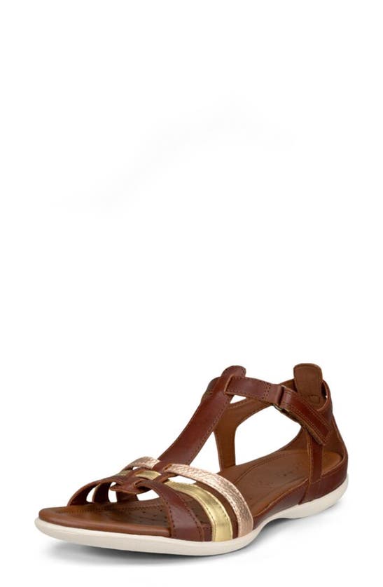 Ecco 'flash' Sandal In Mink/ Gold/ Hammered Bronze