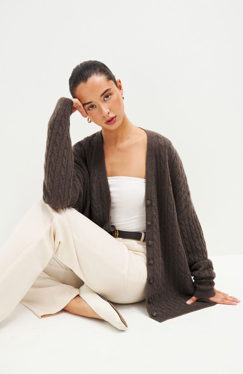 Reformation Giusta Cable Knit Oversize Cashmere Cardigan Nordstrom