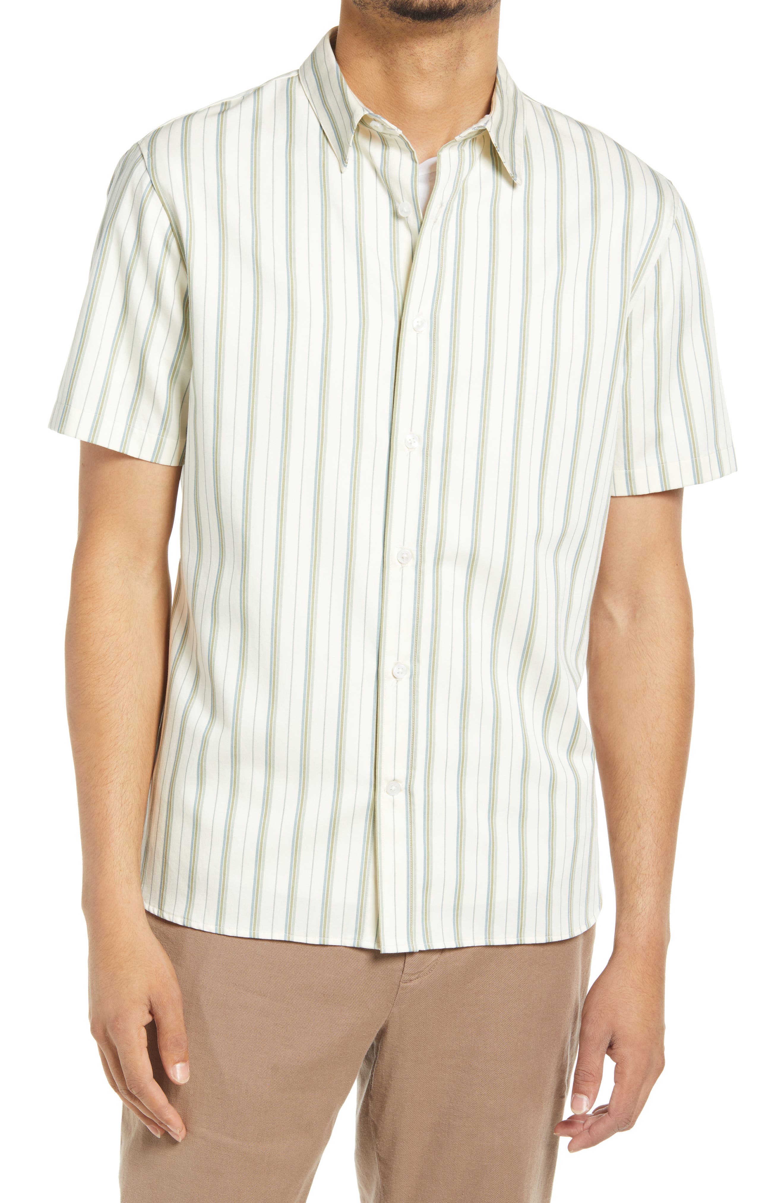 Vince Stripe Short Sleeve Button-Up 