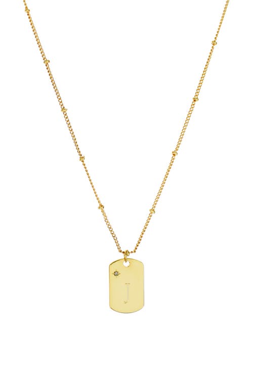 Initial Tag Pendant Necklace in Gold-J
