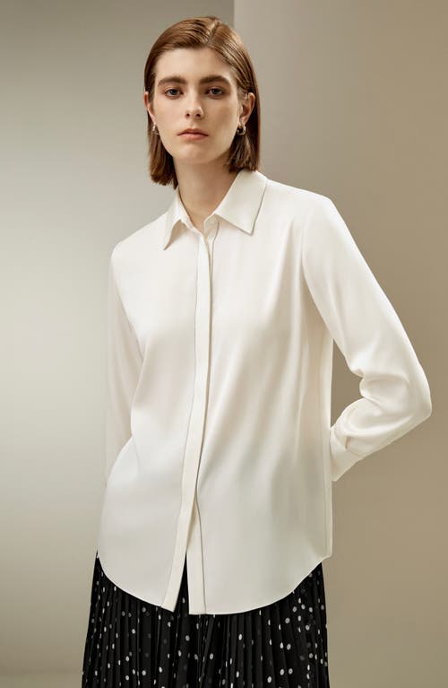 Shop Lilysilk Beaded Chain Silk Shirt For Women In Pearl White