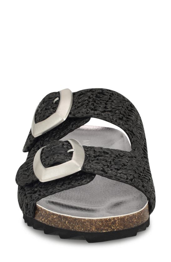Nine West Tenly Raffia Slide Sandal In Black