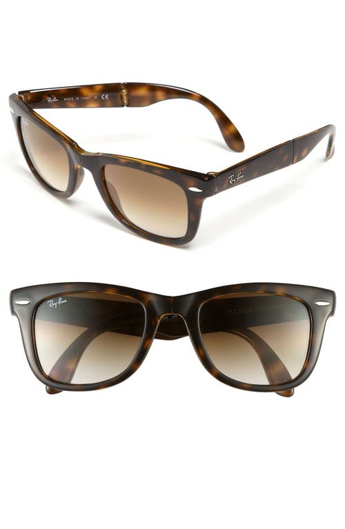 Ray-Ban Wayfarer 50mm Folding Sunglasses in Light Brown/Brown at Nordstrom