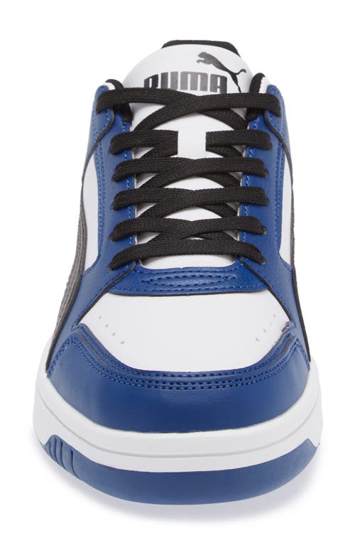 Puma Rebound Joy Low Top Sneaker In White- Black-blue