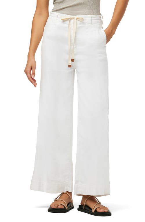 The Addison High Waist Ankle Wide Leg Linen Blend Pants in White