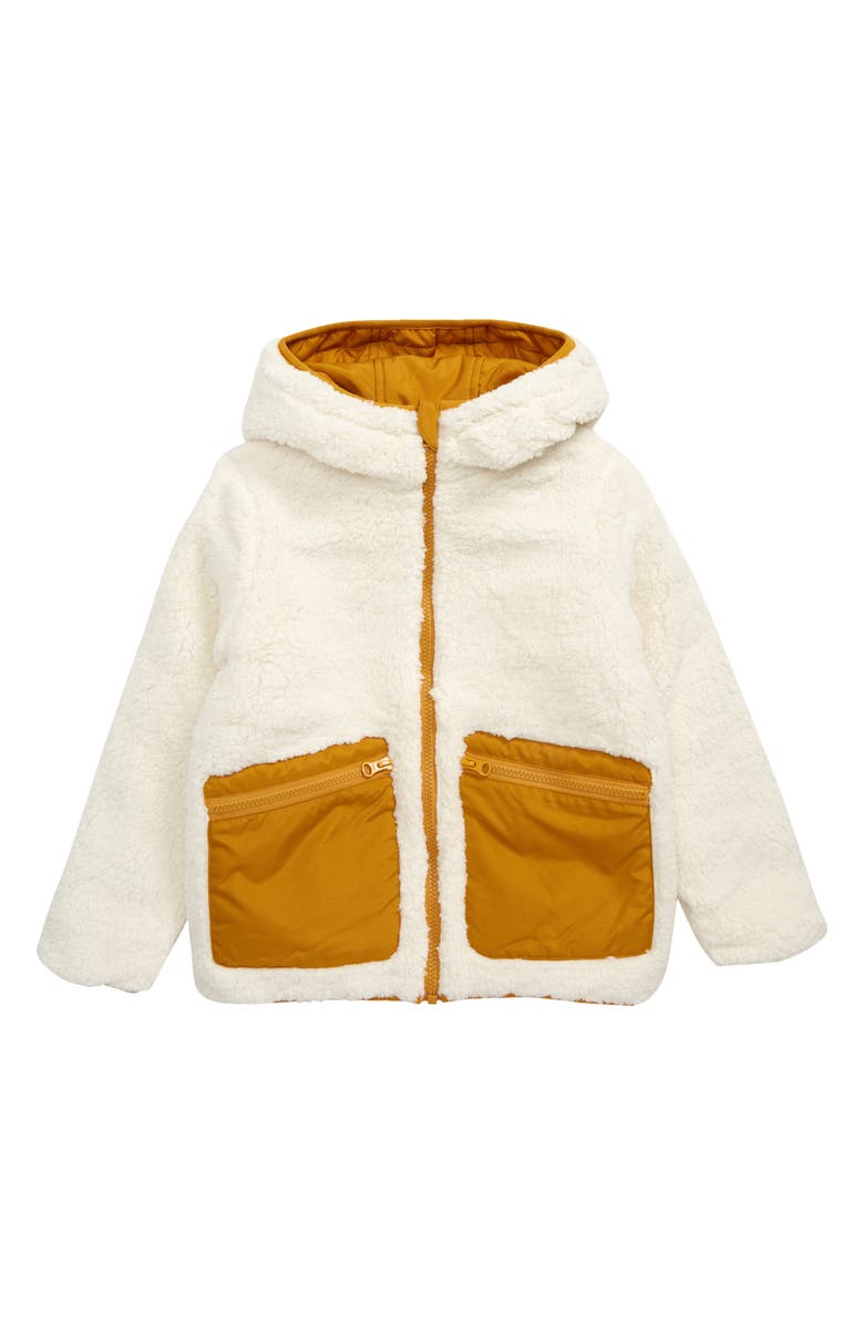 TUCKER + TATE Kids' Reversible Fleece & Quilted Puffer Jacket, Main, color, IVORY EGRET- YELLOW