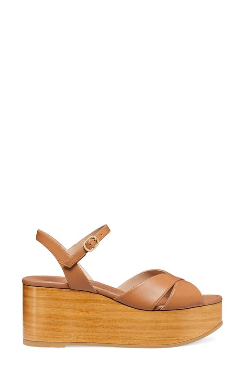 Stuart Weitzman Carmen Midi Wedge Sandal In Tan/sand