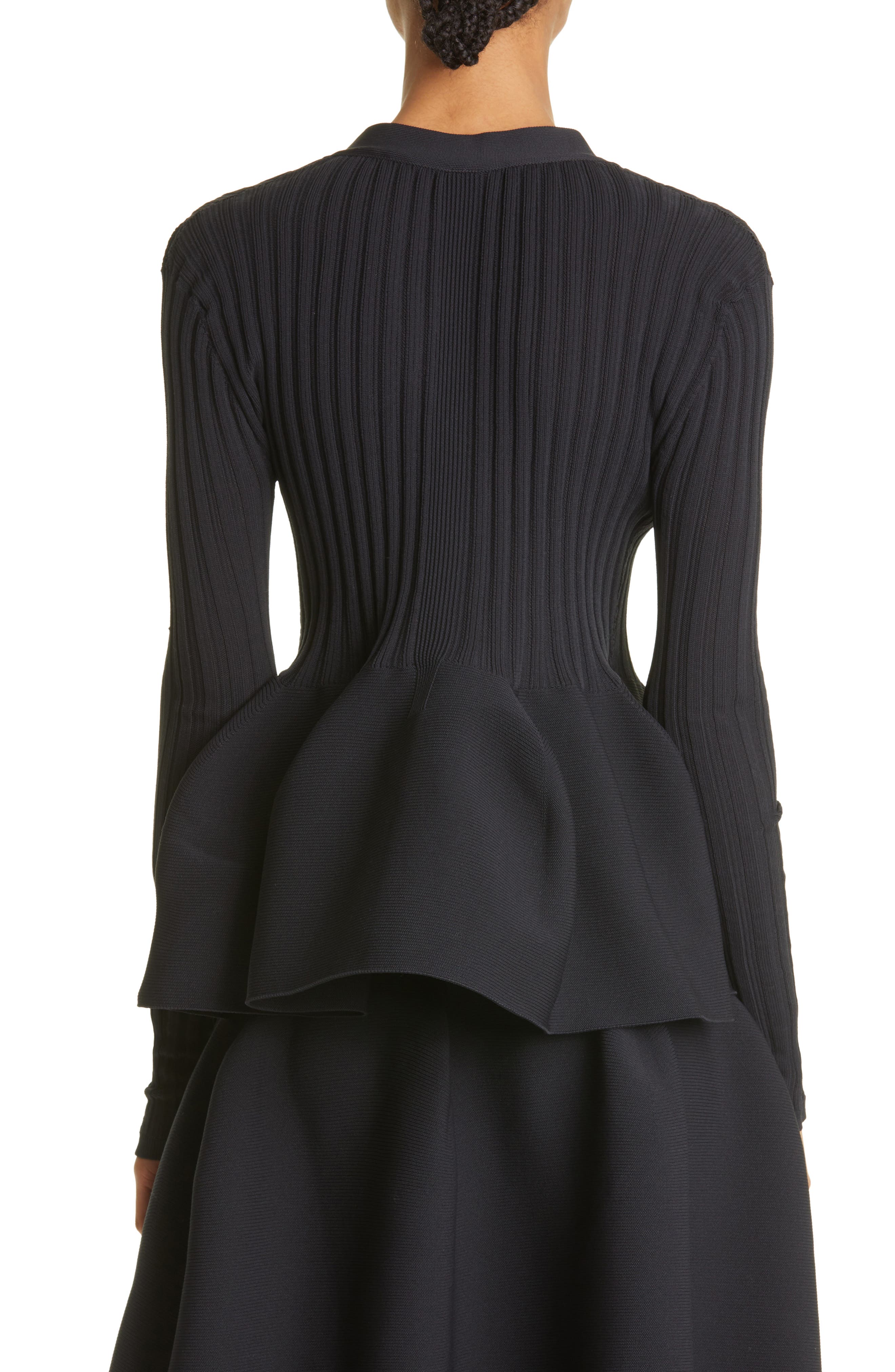 CFCL Pottery 1 Peplum Rib Cardigan in Black | Smart Closet