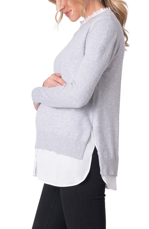 SERAPHINE SERAPHINE LAYERED LACE TRIM MATERNITY/NURSING SWEATER 