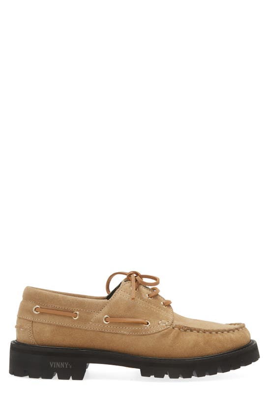 Shop Vinny's Leather Boat Shoe In Sand