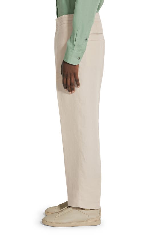 Shop Zegna Oasi Linen Drawstring Trousers In Iuta Beige