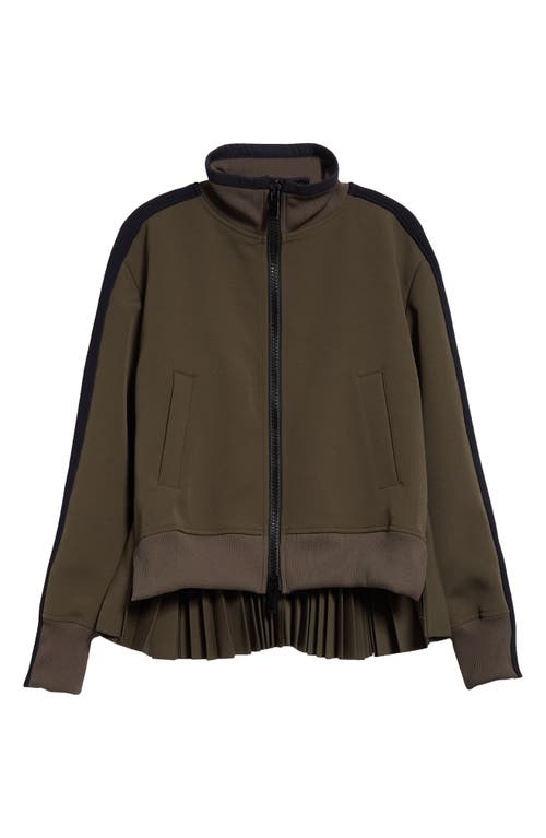 Shop Sacai Pleated Back Track Jacket In Khaki