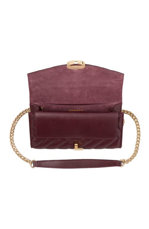 Shop Sandro Leather Crossbody Clutch Bag In Bordeaux