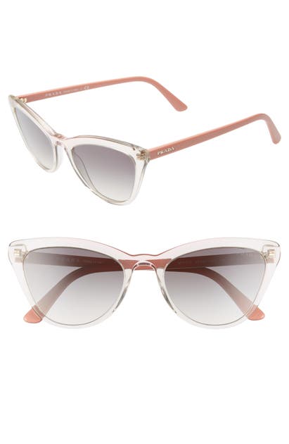 Prada 56mm Cat Eye Sunglasses - Transparent Pink Brown Grad