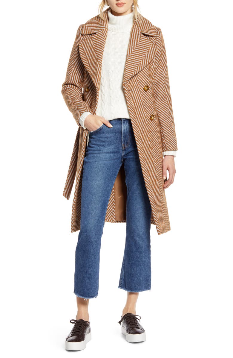 Halogen® x Atlantic-Pacific Belted Herringbone Coat (Nordstrom ...