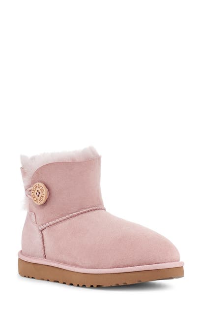 Ugg Mini Bailey Button Ii Boot In Pink Crystal Suede