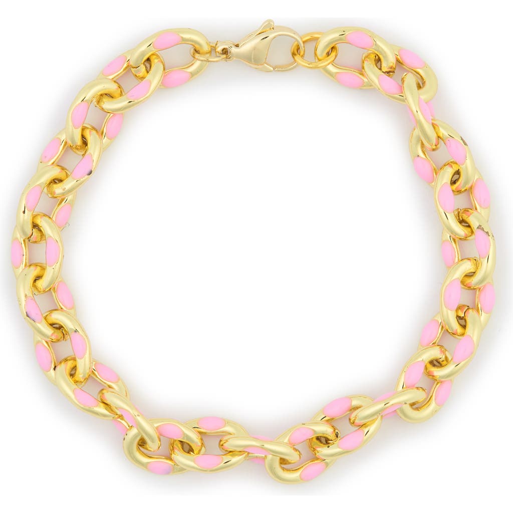 Shop Meshmerise Enamel Chain Bracelet In Pink/gold