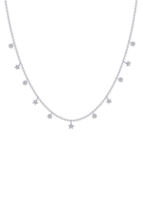 Starfall Simulated Diamond Charm Necklace in Silver/White