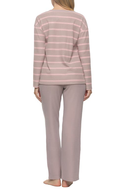 Felina Jolie Thermal Knit Henley Pajamas In Purple Dove