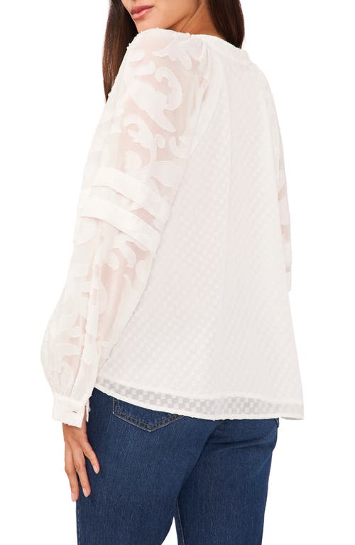Vince Camuto Long Raglan Sleeve V-front Blouse In White